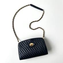 valentino orlandi黑色真皮絎鏠口金鏈包G30 vintage