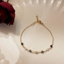 黑髮晶珍珠手鍊 / 手作珍珠天然石飾品