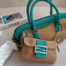 中古包 Fendi Tiffany 草編藤面 twins bag