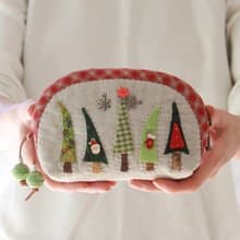 Bag for cosmetic Funny Christmas trees. Small Japanese style bag with zipper.