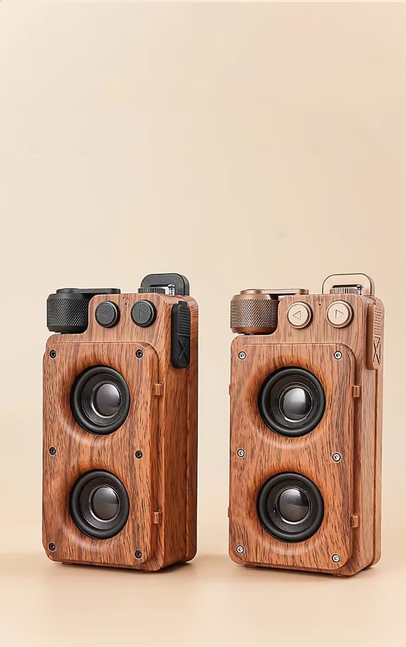 美式復古收音機造型 無線藍芽音箱 戶外便攜 雙喇叭 木紋質感