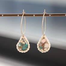 14kgf- multi turquoise hoop pierced earrings
