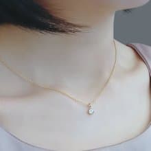 單顆鋯石包鑲 14K GF 包金項鍊 | 單鑽款 單戴或疊搭