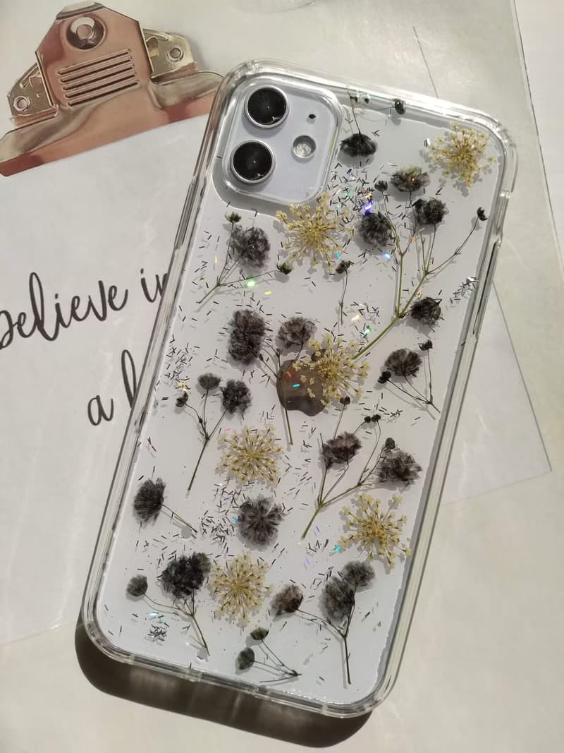 手作押花手機保護殼, 黑色滿天星