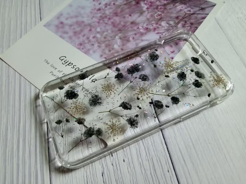手作押花手機保護殼, 黑色滿天星