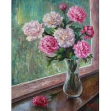 Peony Painting Floral Original Art Flowers artwork Bouquet in vase wall art
