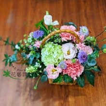 溫馨實用手提籐籃盆花 手作花藝課程 DIY花禮
