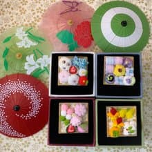 (點心 和菓子) 細工布花 髮飾馬尾扣/項鍊 趣緻可愛 和風
