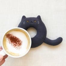 英國短毛貓造型甜甜圈杯墊