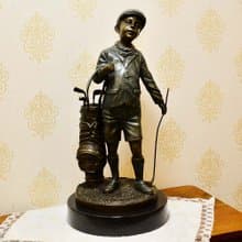 【DREAM LIGHTS傢俱家飾館】高爾夫球童銅雕大理石座
