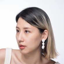 日常系- 白色 幾何組合 手工軟陶耳環/耳夾,禮物,特別