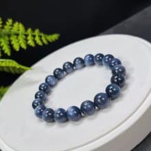 天然藍晶石手串 顆顆貓眼效應 男女單圈手鏈 深藍色寶石手串 10mm
