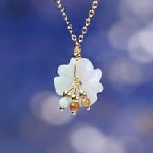 冰種翡翠花花設計款項鍊 14K包金 | 天然緬甸玉翡翠A貨 | 送禮