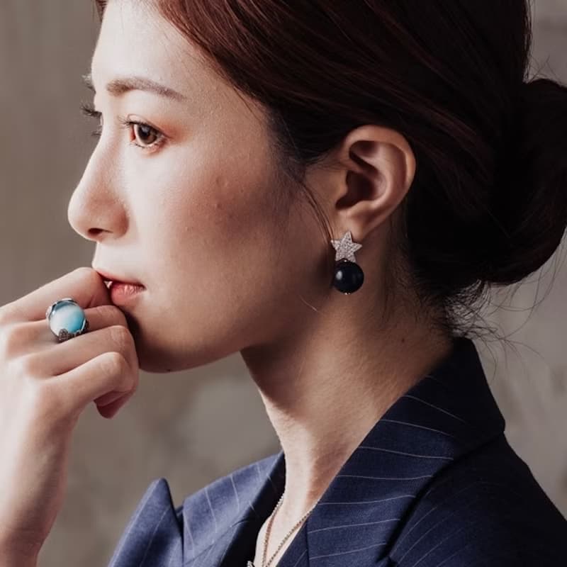 藍色青金石 埃及女王系列 星星耳環 可訂製耳夾