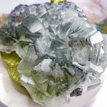 【莫蘭迪藍幾何螢石】 水晶原礦 辦公室療癒小物