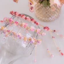 粉紅玫瑰園愛心花束髮箍 - 三色