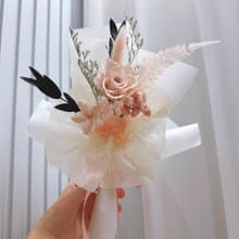永生韓式花束-淡粉。情人節花束。生日花束。求婚花束(贈提袋)