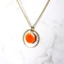 陶とgold ring necklace   オレンジ