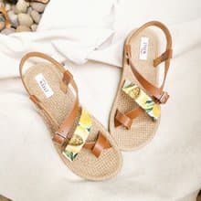 Yellow Plum Cross Strap Sandals