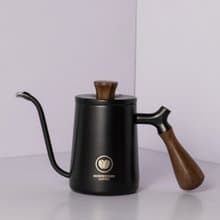【好事多磨】胡桃木手沖咖啡壺600ml-304不鏽鋼(黑)