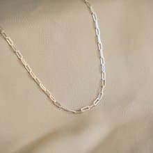 基礎方形粗項鍊-小 SV925 迴紋針鍊 男鍊