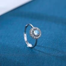 月光石925純銀精鍍亮澤白金戒指