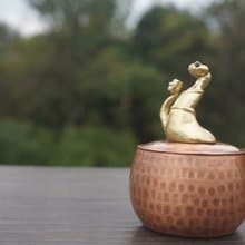 【溪山手作】十二生肖之靈蛇獻瑞迷你茶葉罐 茶寵工藝擺件雕