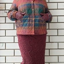 針織保暖女款酒紅色羊毛裙
