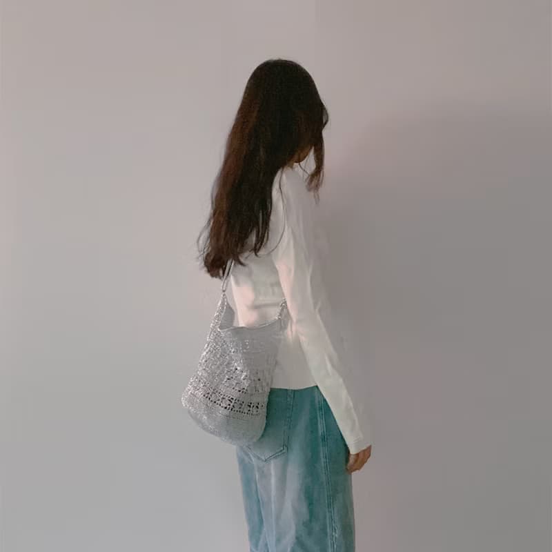 Summer Silver Shell & Net Bag Crochet shoulder bag