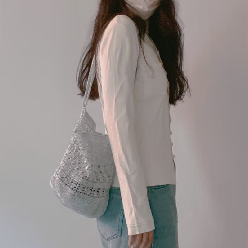 Summer Silver Shell & Net Bag Crochet shoulder bag