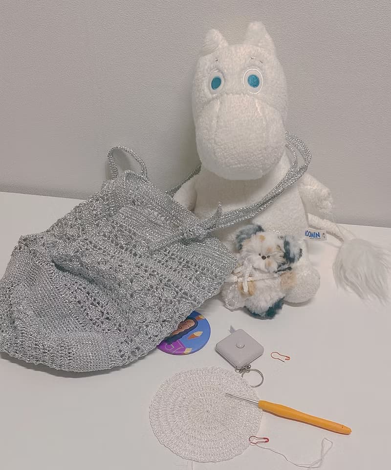 Summer Silver Shell & Net Bag Crochet shoulder bag