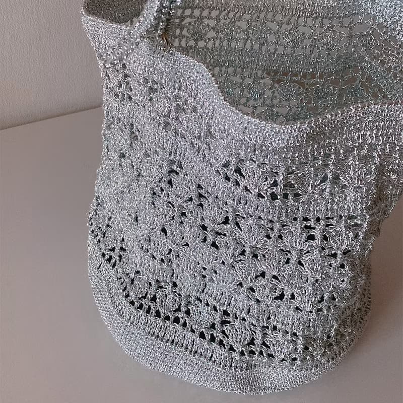 Summer Silver Shell & Net Bag Crochet shoulder bag