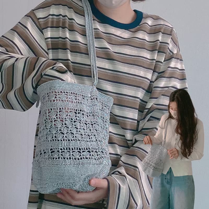 Summer Silver Shell & Net Bag Crochet shoulder bag