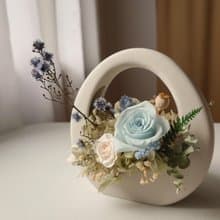 永生花特色O型小提籃-淺粉藍