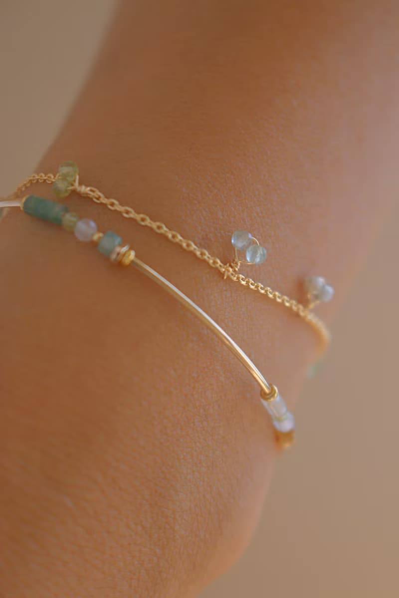 手鍊 八月誕生石 橄欖石 碧璽 - 心意 -