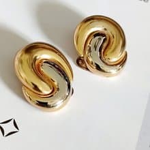 vintage jewelry  耀眼金色相擁 夾式耳環