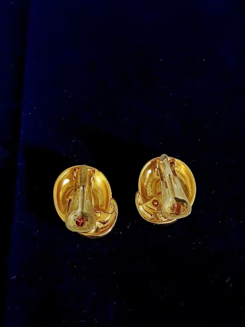 vintage jewelry  耀眼金色相擁 夾式耳環