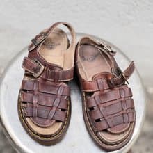 Dr. Martens 深咖褐色編織 真皮牛皮革 厚底編織涼鞋靴馬汀鞋馬丁
