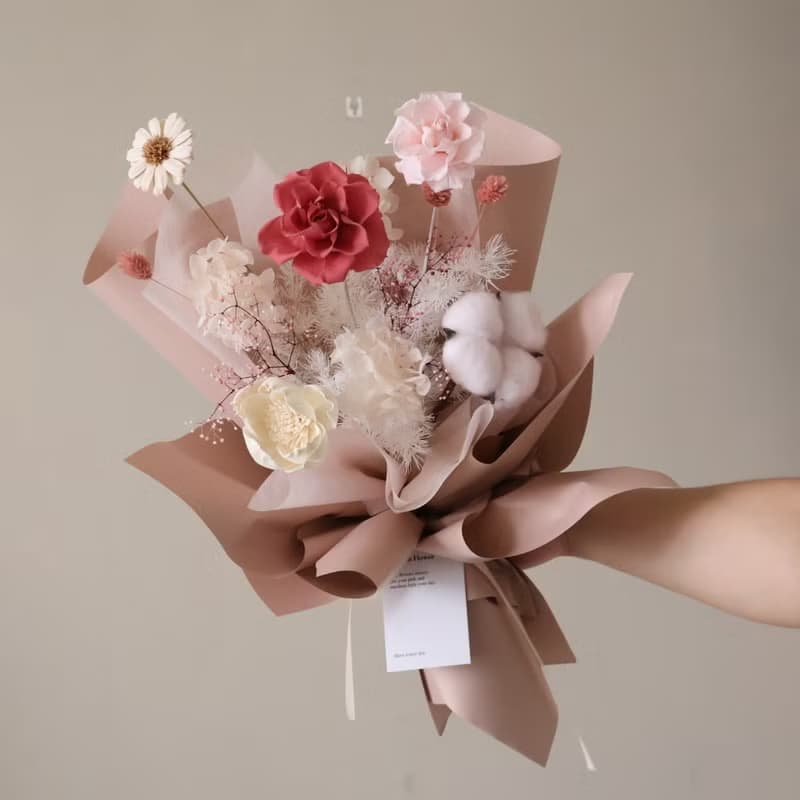 唯美粉紅花束 永生花束 情人節花束