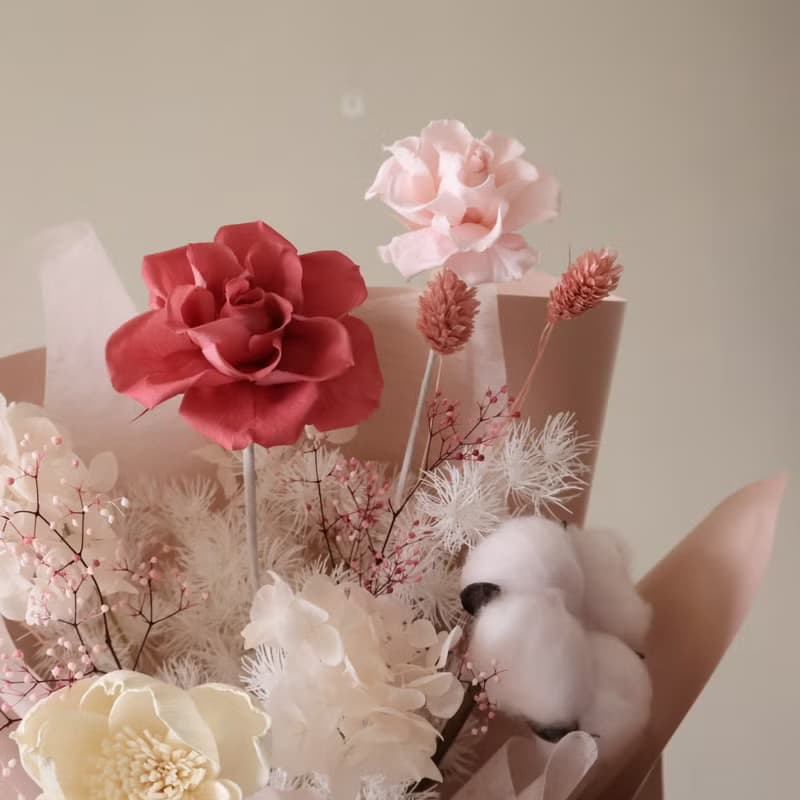 唯美粉紅花束 永生花束 情人節花束