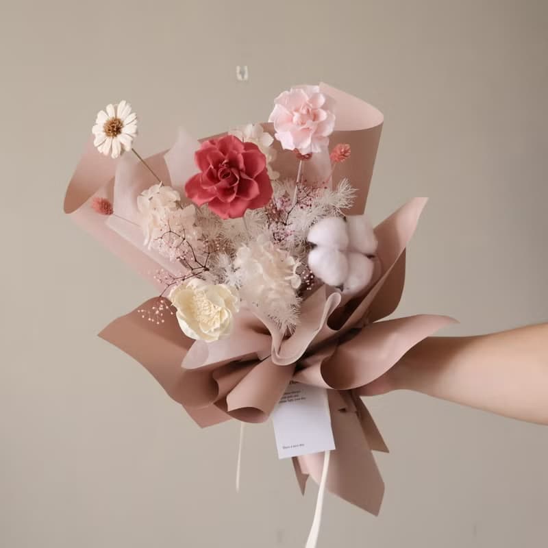 唯美粉紅花束 永生花束 情人節花束