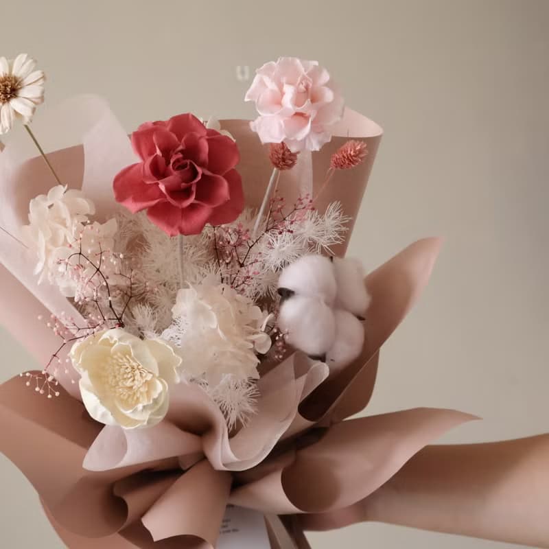 唯美粉紅花束 永生花束 情人節花束