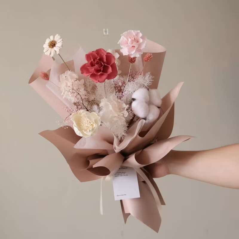 唯美粉紅花束 永生花束 情人節花束