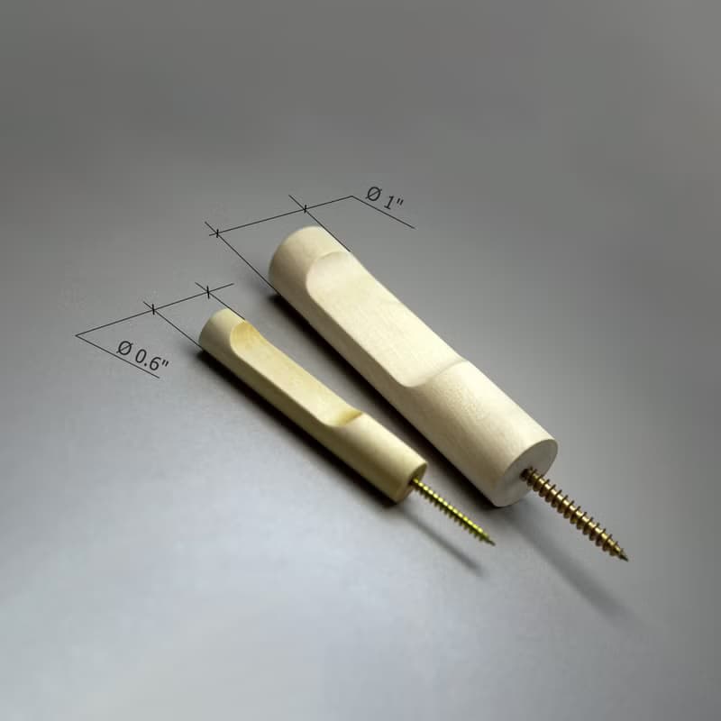 Birch wood wall hook. Minimalist wall storage. Macramé holder. Hat rack hanger