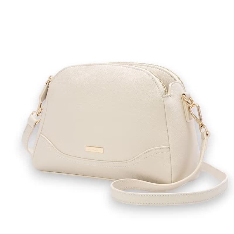 ANNA DOLLY三層貝殼包 斜背包 側肩包 米白色