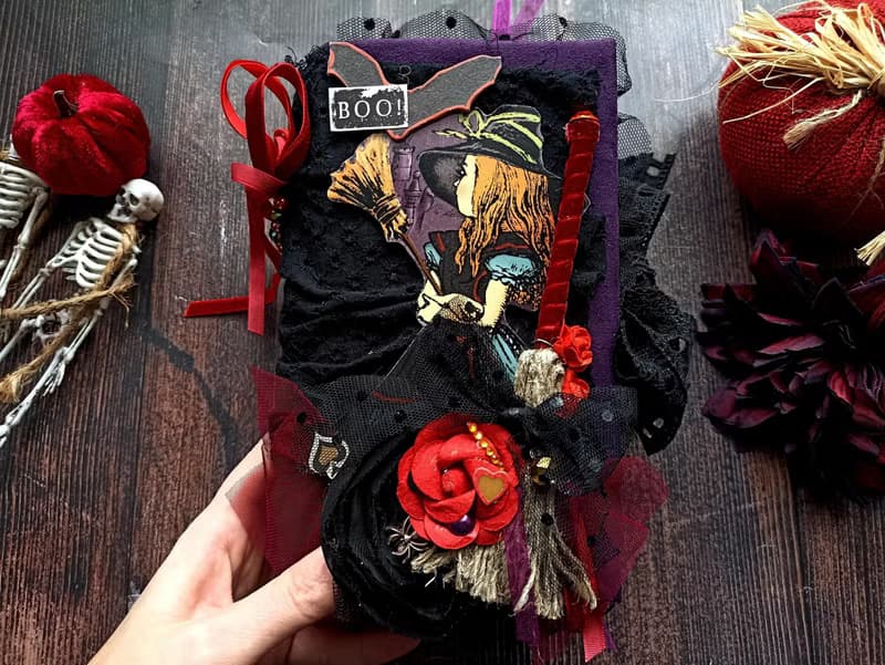 Halloween in Wonderland junk journal Alice notebook handmade decorated