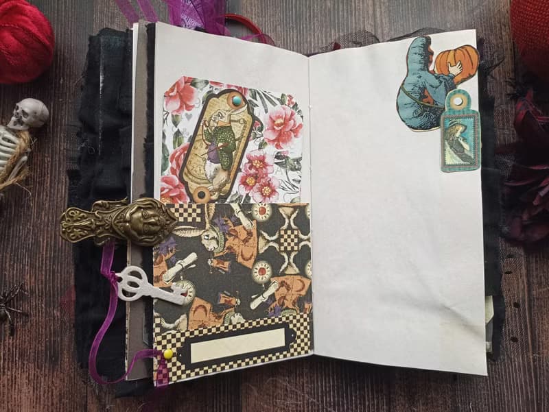 Halloween in Wonderland junk journal Alice notebook handmade decorated
