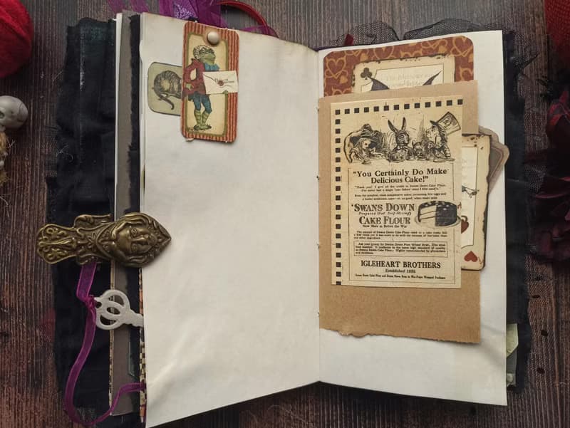 Halloween in Wonderland junk journal Alice notebook handmade decorated