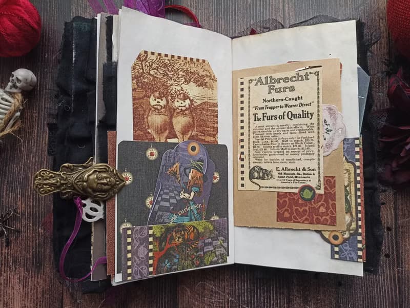 Halloween in Wonderland junk journal Alice notebook handmade decorated