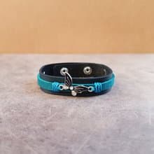 Black Leather Bracelet with Black Butterfly, Cute Gift for Girflriend